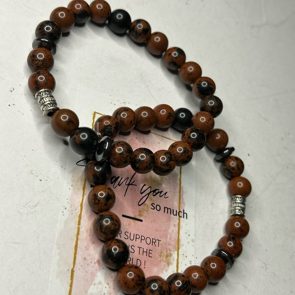 Mahogany Obsidian Bracelet Set - Picture 1 of 2